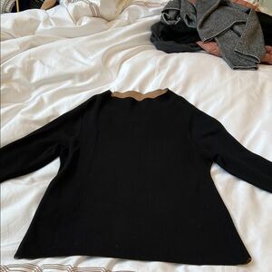 Eileen Fisher reversible Black or tan Long Sleeve mock neck sweater